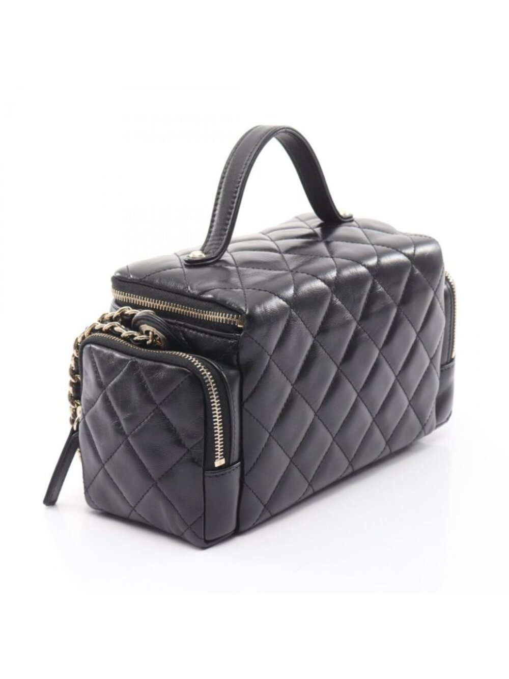 Chanel Shoulder Bag Quilted Vanity 2-Way Black Lambskin Chain - Picture 2 of 10